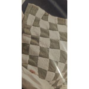 Checkered Throw Blanket Green/White (4091)‎